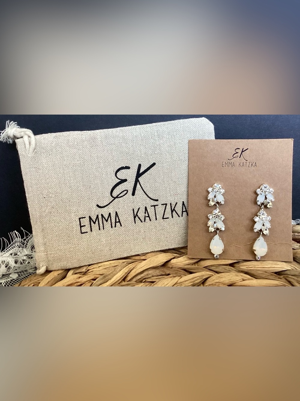 Opal Crystal Bridal Drop Earrings
